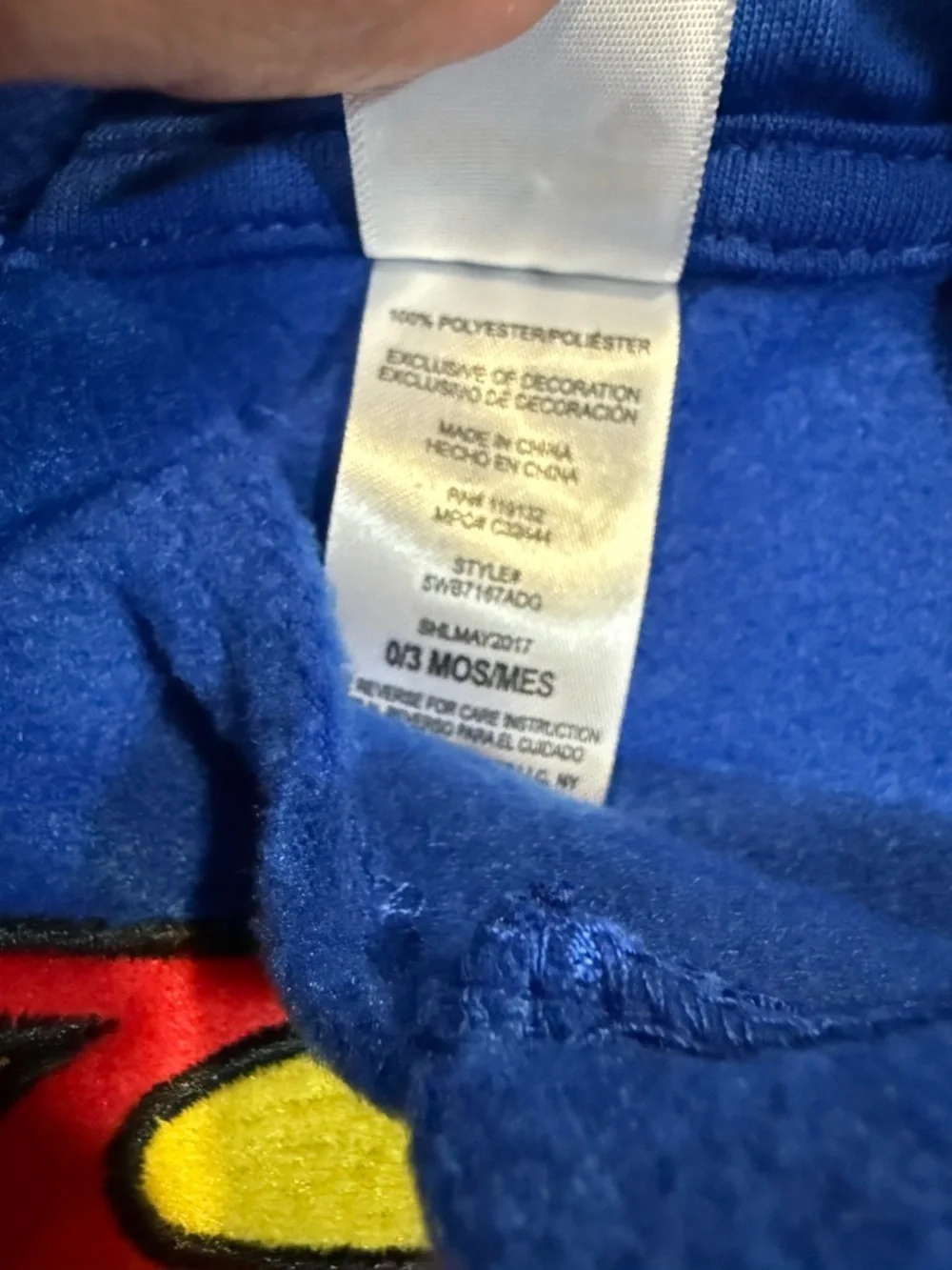 Superman Superhero Blue & Red Kids Costume Fleece Pullover Hoodie 0-3 months NWT